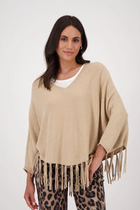 MONARI | SWEATER CAPE FRINGES - CINNAMON 808946