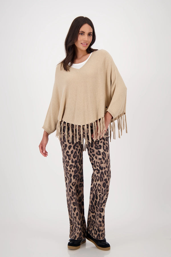 MONARI | SWEATER CAPE FRINGES - CINNAMON 808946