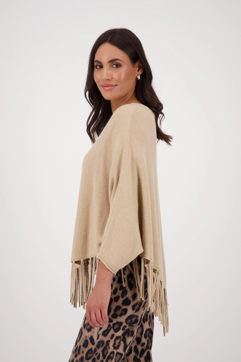MONARI | SWEATER CAPE FRINGES - CINNAMON 808946