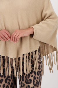 MONARI | SWEATER CAPE FRINGES - CINNAMON 808946