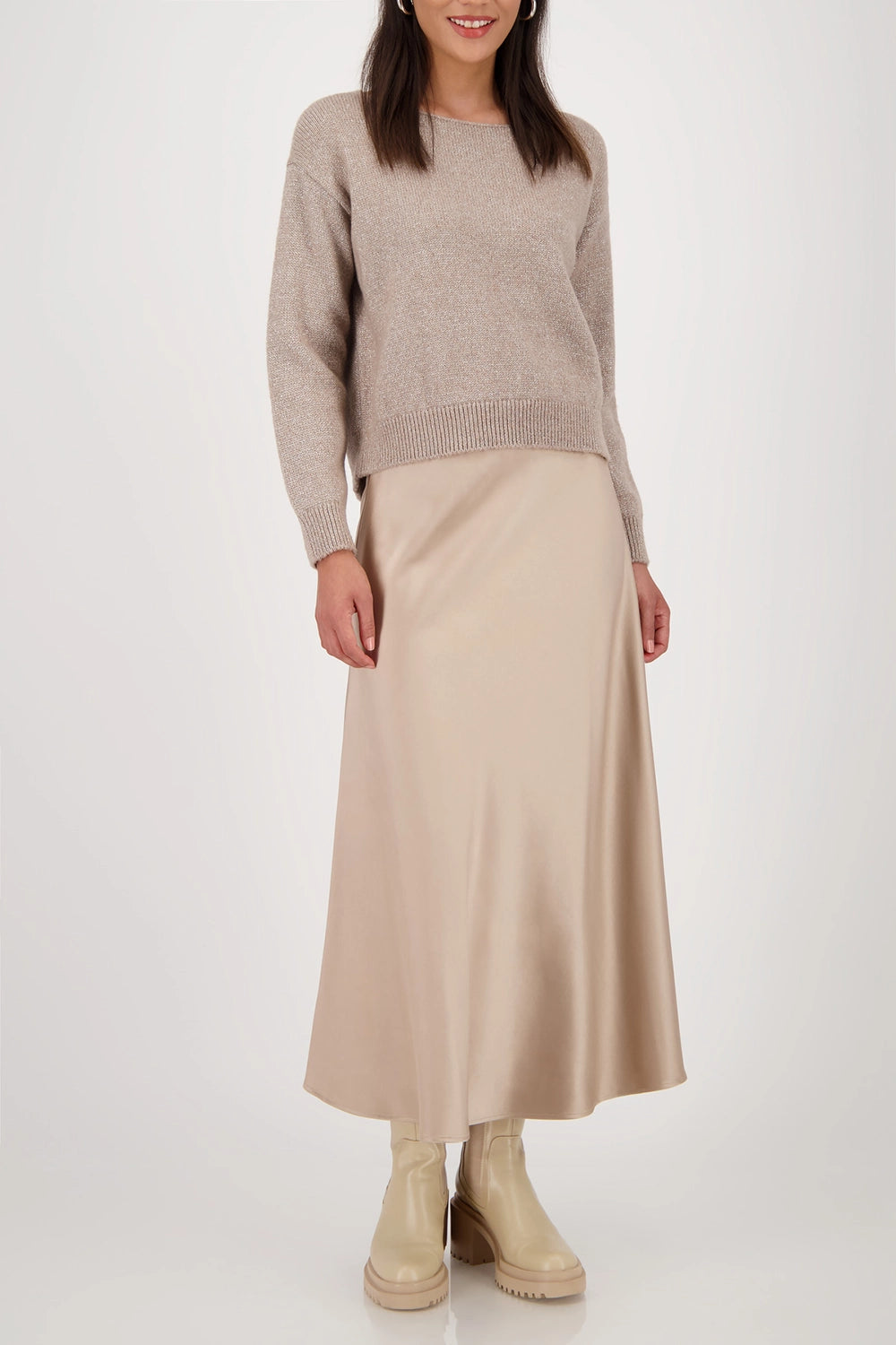MONARI | SATIN SKIRT - TRUFFLE 809026