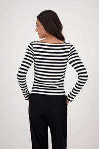 MONARI | SHIRT WITH STRIPE PATTERN - BLACK STRIPE 809050