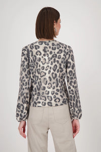 MONARI | JACKET WITH LEOPARD PRINT - GREIGE PATTERN 809152