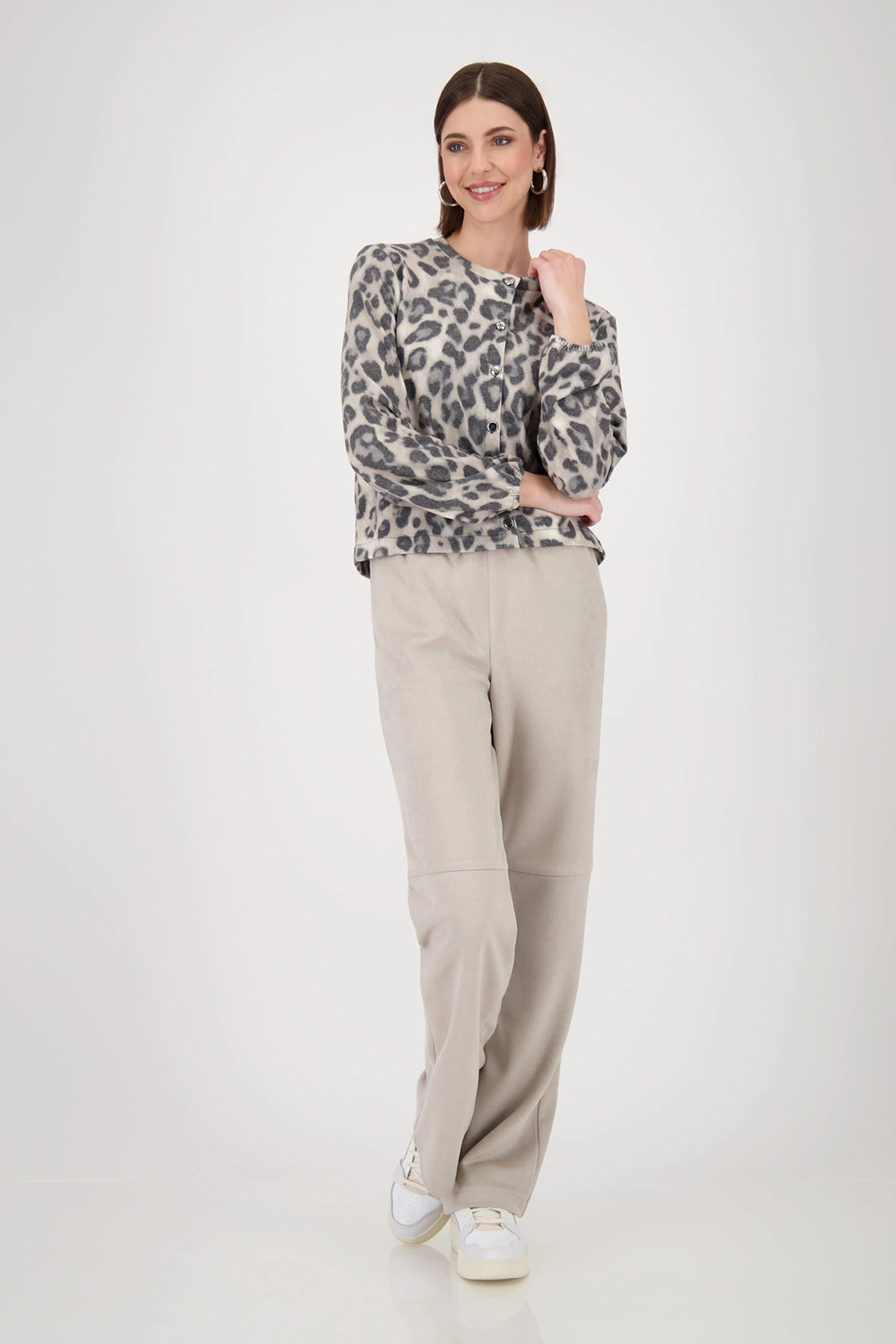 MONARI | JACKET WITH LEOPARD PRINT - GREIGE PATTERN 809152