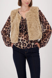 MONARI | WAIST COAT FAKE FUR - CINNAMON 809163