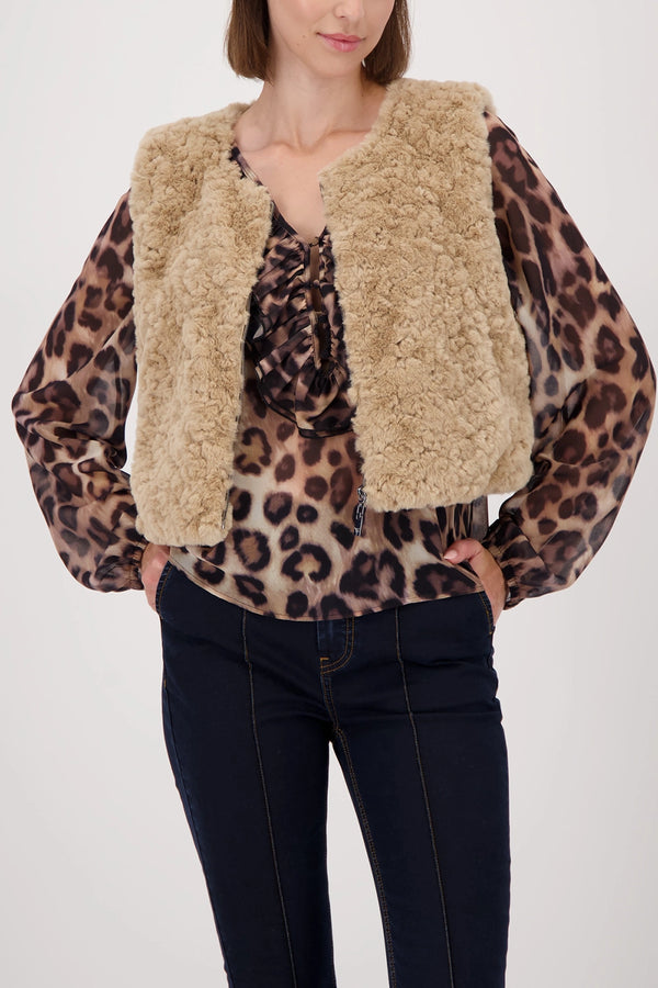 MONARI | WAIST COAT FAKE FUR - CINNAMON 809163
