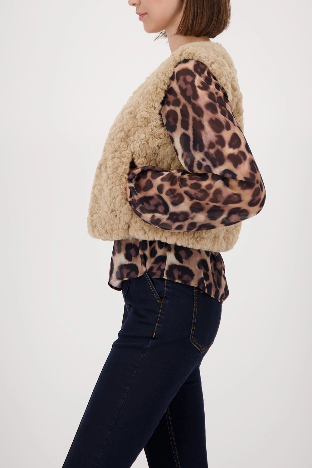 MONARI | WAIST COAT FAKE FUR - CINNAMON 809163