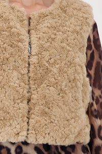 MONARI | WAIST COAT FAKE FUR - CINNAMON 809163