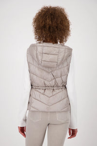 MONARI | QUILTED WAISTCOAT WITH HOOD - GREIGE 809164