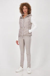 MONARI | QUILTED WAISTCOAT WITH HOOD - GREIGE 809164