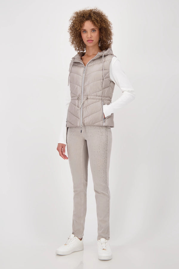 MONARI | QUILTED WAISTCOAT WITH HOOD - GREIGE 809164
