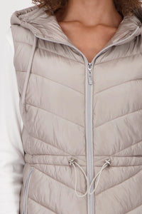 MONARI | QUILTED WAISTCOAT WITH HOOD - GREIGE 809164