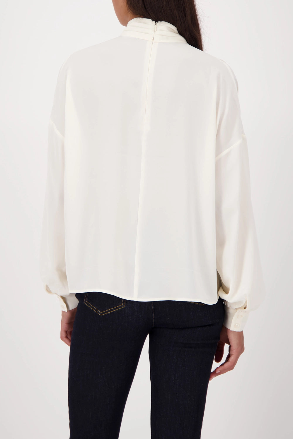 MONARI | GEORGETTE BLOUSE WITH STAND-UP COLLAR - ALMOND 809207