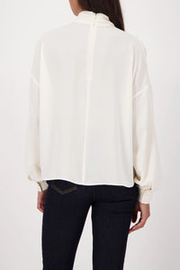 MONARI | GEORGETTE BLOUSE WITH STAND-UP COLLAR - ALMOND 809207