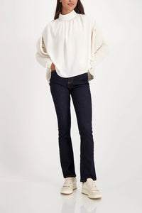MONARI | GEORGETTE BLOUSE WITH STAND-UP COLLAR - ALMOND 809207
