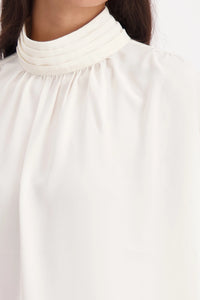 MONARI | GEORGETTE BLOUSE WITH STAND-UP COLLAR - ALMOND 809207