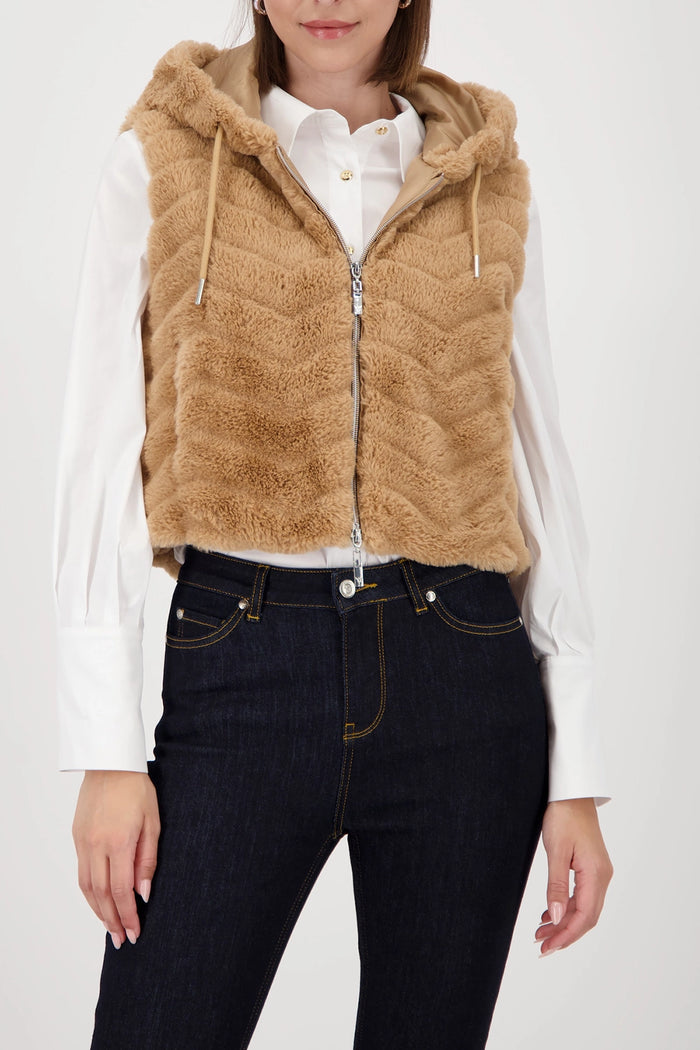 MONARI | FLUFFY VEST - COGNAC 809275