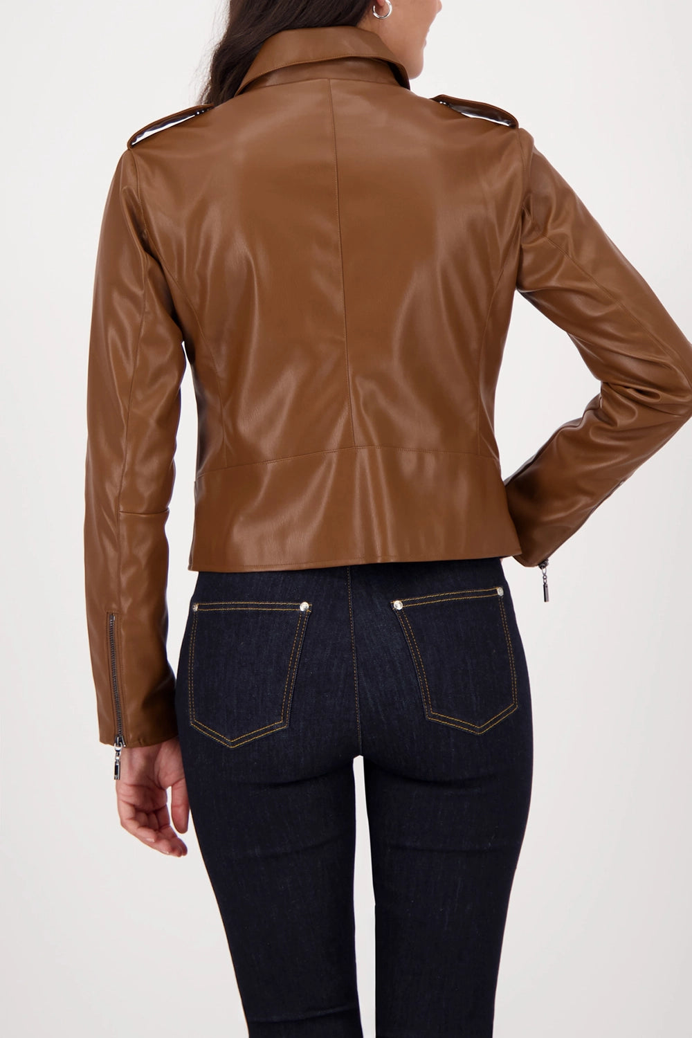 MONARI | BIKER JACKET IN LEATHER LOOK - WHISKY 809284