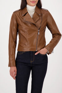 MONARI | BIKER JACKET IN LEATHER LOOK - WHISKY 809284