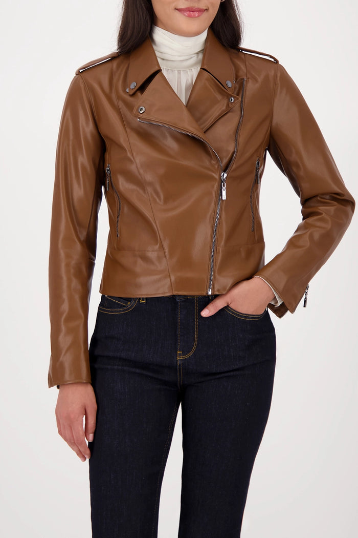 MONARI | BIKER JACKET IN LEATHER LOOK - WHISKY 809284