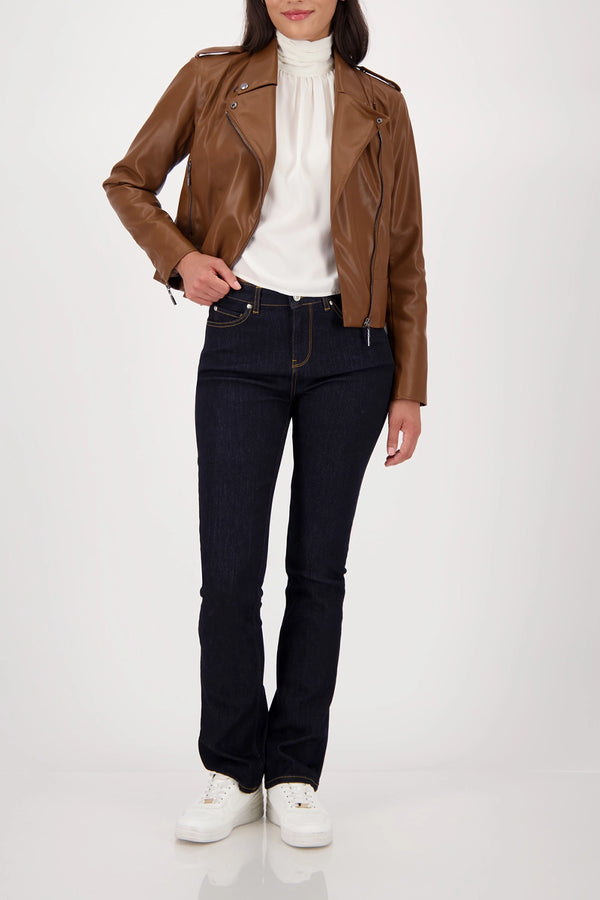 MONARI | BIKER JACKET IN LEATHER LOOK - WHISKY 809284