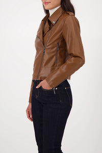 MONARI | BIKER JACKET IN LEATHER LOOK - WHISKY 809284