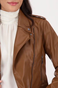 MONARI | BIKER JACKET IN LEATHER LOOK - WHISKY 809284