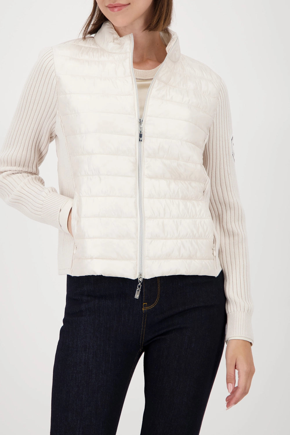 MONARI | QUILTED JACKET WITH KNITTED SLEEVES - ALMOND 809294
