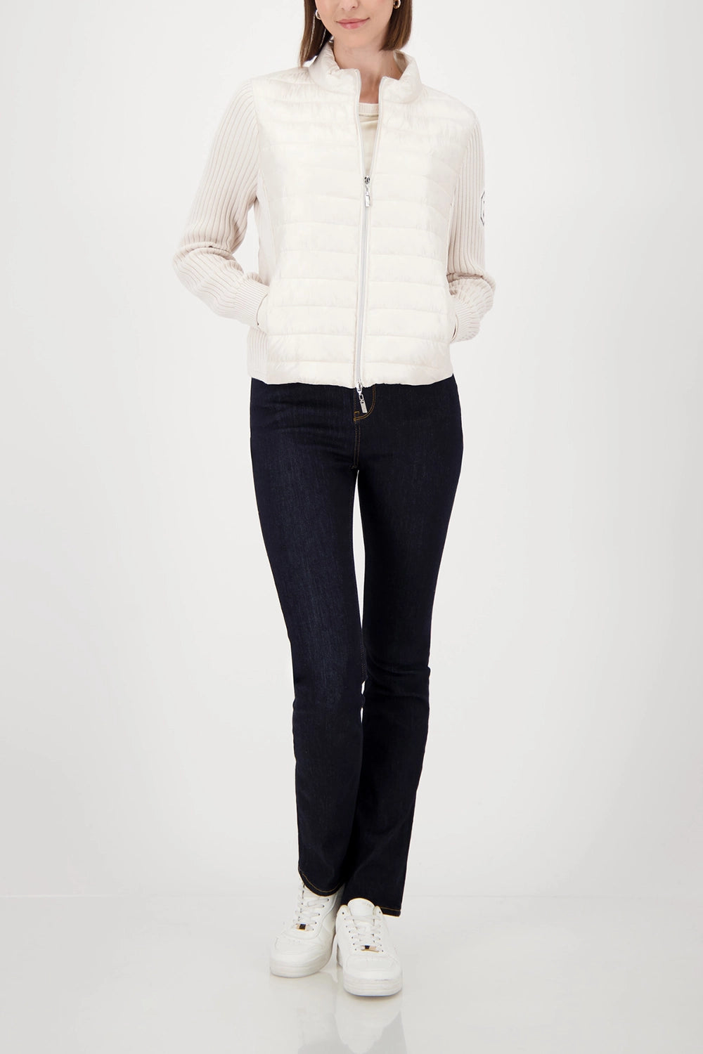 MONARI | QUILTED JACKET WITH KNITTED SLEEVES - ALMOND 809294