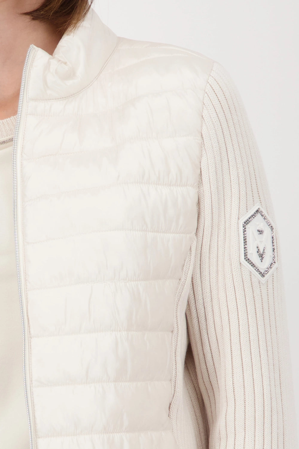 MONARI | QUILTED JACKET WITH KNITTED SLEEVES - ALMOND 809294