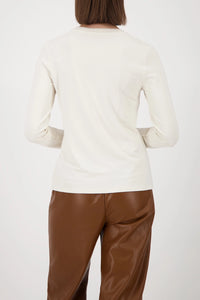 MONARI | LONG-SLEEVE WITH KNITTED COLLAR - ALMOND 809332