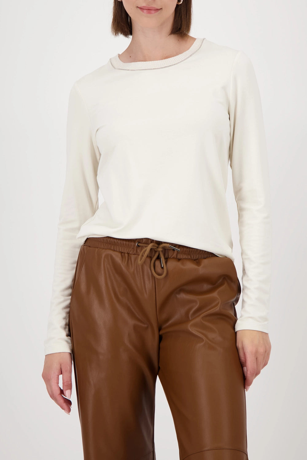 MONARI | LONG-SLEEVE WITH KNITTED COLLAR - ALMOND 809332