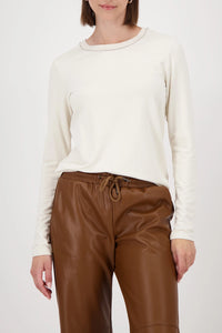 MONARI | LONG-SLEEVE WITH KNITTED COLLAR - ALMOND 809332