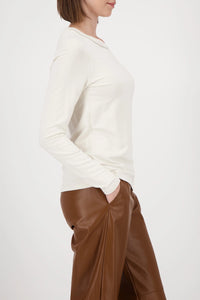 MONARI | LONG-SLEEVE WITH KNITTED COLLAR - ALMOND 809332