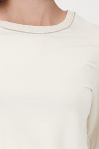 MONARI | LONG-SLEEVE WITH KNITTED COLLAR - ALMOND 809332