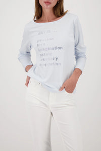 MONARI | LONG-SLEEVE SHIRT WITH LETTERING - ICE BLUE 809376