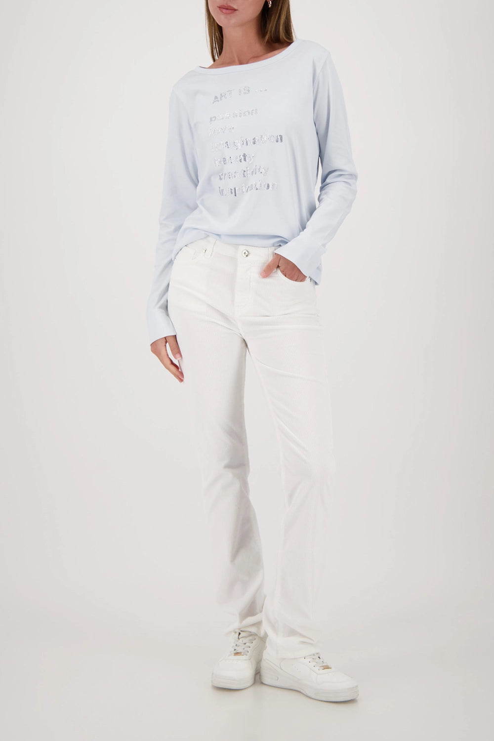 MONARI | LONG-SLEEVE SHIRT WITH LETTERING - ICE BLUE 809376