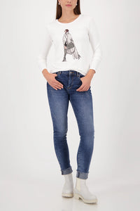 MONARI | LONG SLEEVE SHIRT WITH PRINT - OFF WHITE 809392