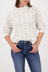 MONARI | KNITTED SWEATER WITH AJOUR PATTERN - PEARL 809468