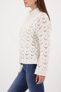MONARI | KNITTED SWEATER WITH AJOUR PATTERN - PEARL 809468