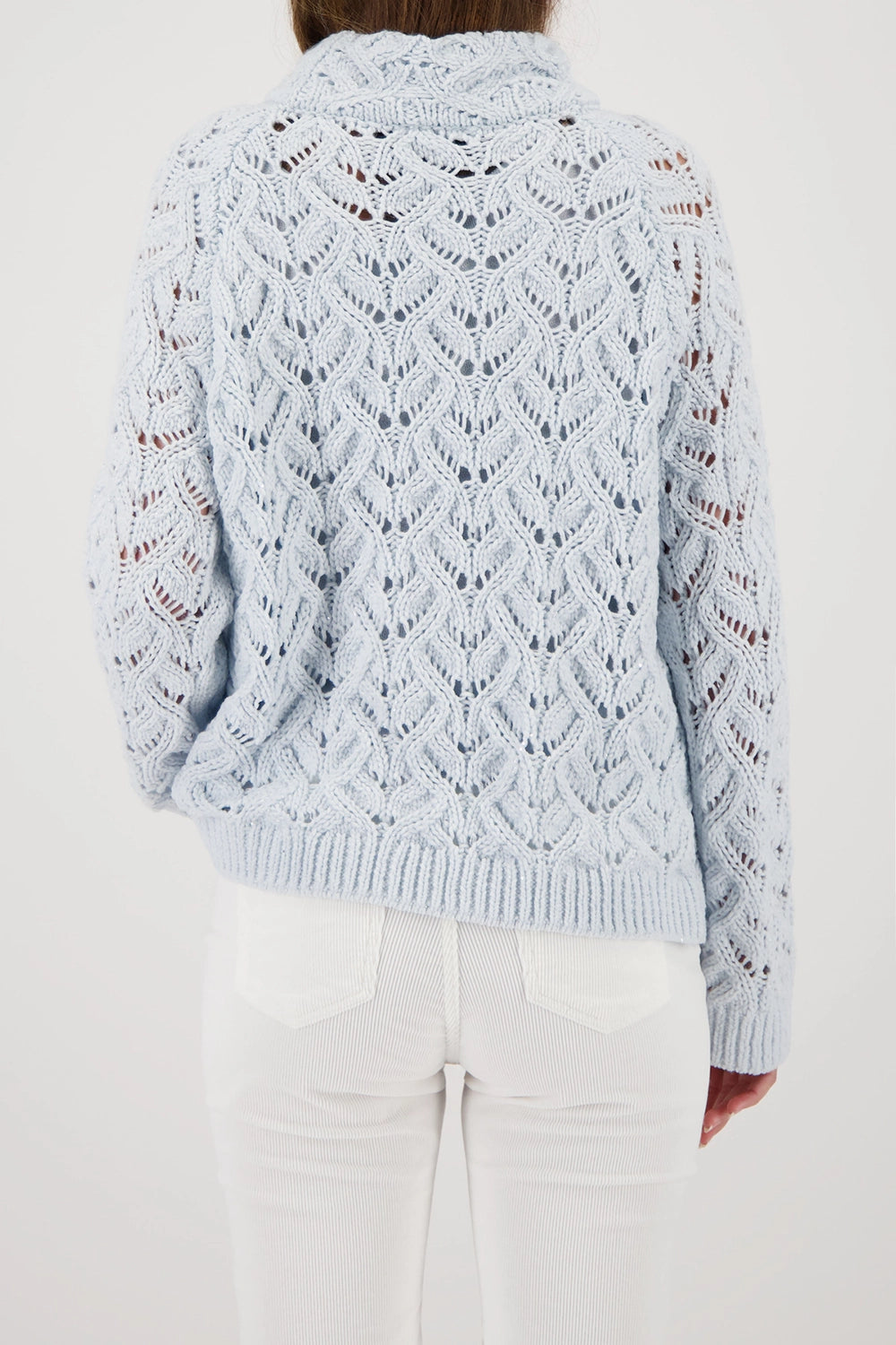 MONARI | KNITTED JUMPER WITH AJOUR PATTERN - ICE BLUE 809468