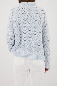 MONARI | KNITTED JUMPER WITH AJOUR PATTERN - ICE BLUE 809468