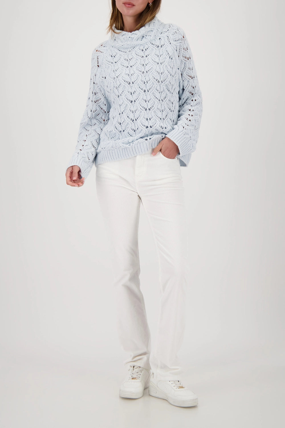MONARI | KNITTED JUMPER WITH AJOUR PATTERN - ICE BLUE 809468