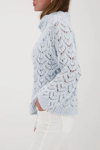 MONARI | KNITTED JUMPER WITH AJOUR PATTERN - ICE BLUE 809468