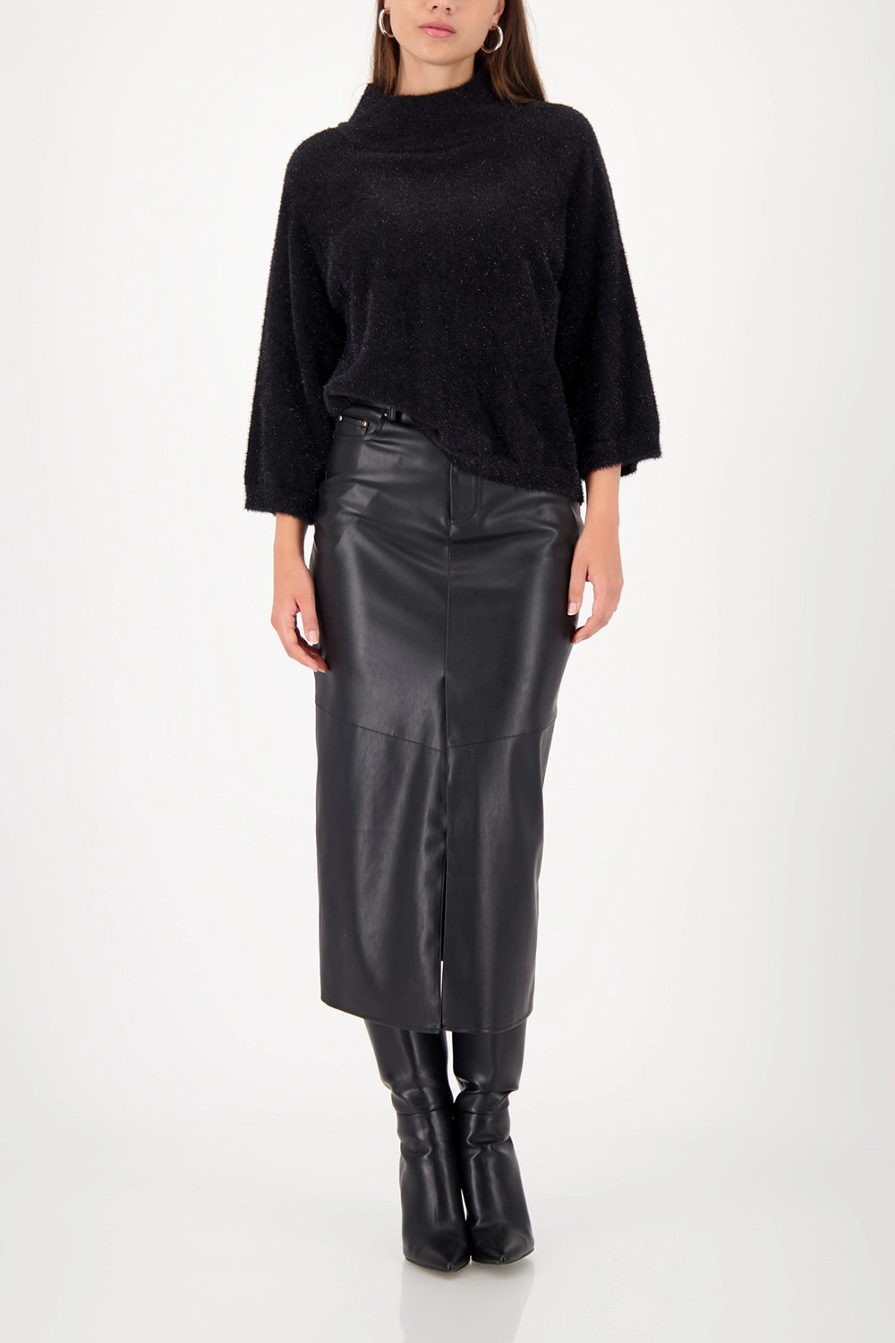MONARI | FLUFFY SWEATER WITH LUREX - BLACK 809495