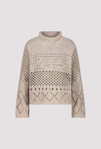 MONARI | KNITTED JUMPER WITH AJOUR PATTERN - LATTEMACCHIATO 809498