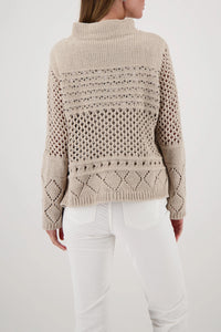 MONARI | KNITTED JUMPER WITH AJOUR PATTERN - LATTEMACCHIATO 809498