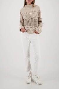 MONARI | KNITTED JUMPER WITH AJOUR PATTERN - LATTEMACCHIATO 809498