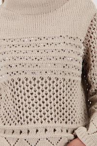 MONARI | KNITTED JUMPER WITH AJOUR PATTERN - LATTEMACCHIATO 809498