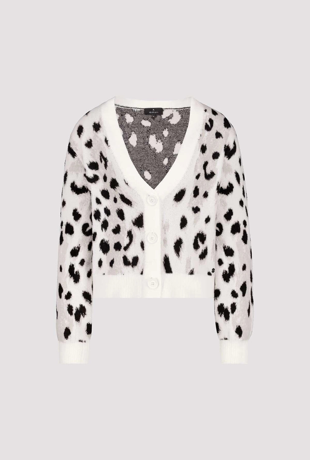 MONARI | FLUFFY CARDIGAN WITH LEOPARD PATTERN - OFF WHITE PATTERN 809524